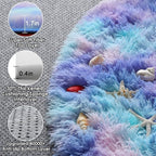 Rainbow Round Area Rugs 6ft, Fluffy Soft Bedroom Circle Rug - Image 2