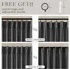 Dark Grey 80 Inch Pinch Pleated Linen Semi Sheer Curtains 2 Panel Set | - Image 5