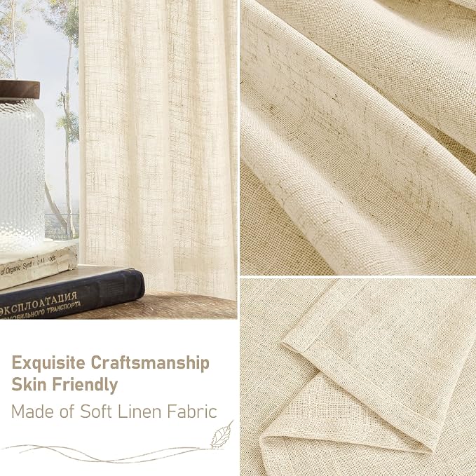 Semi Sheer Linen Curtains 95 inch Length - Image 6