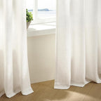 Natural Extra Wide Pinch Pleat 100 x 102 Inch Linen Curtains | Cream Ivory - Image 9