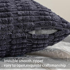 Pack of 2 Corduroy Decorative Throw Pillow Covers 26x26 Inch, Dark Grey | Fall - Image 3