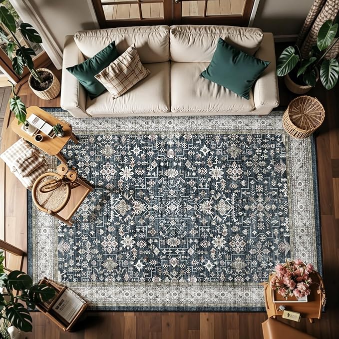 Area Rug 6x9 for Living Room Bedroom | Low Pile; Non Slip;Machine Washable; by WelcometoBabovid