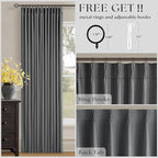 Dark Grey Pleated Thick Linen Blackout Curtains 90 Inches Long - Image 4