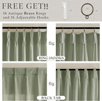 Pleated Memory Shaped Sage Green Linen Semi Sheer Curtains 50 by 80 Inch | - Image 5