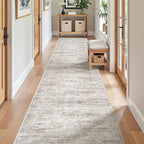 2x12 Runner Rug Non Slip, Washable Hallway Runner Rug, Taupe | Long Neutral Rugs by Restydon