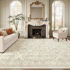 Soalmost 8x10 Area Rugs Large Washable Living Room Rug Non-Slip Beige/Brown | - Image 2