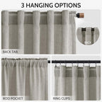 Silver Grey Linen Back Tab Curtains 84 Inch Length - Image 2