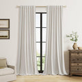 Light Beige Linen 100% Blackout Curtains 96 Inches Long Floor to Ceiling Drapes by Guken