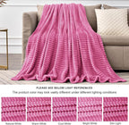 BEDELITE Ribbed Jacquard Hot Pink Fleece Twin Blanket - Image 7
