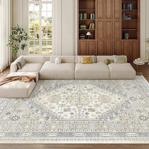8x12 Area Rugs for Living Room, Large Washable Rug, Dining Room, Low Pile by Zesthome
