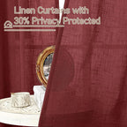 Burgundy Red Linen Curtains 72 Inch - Image 6