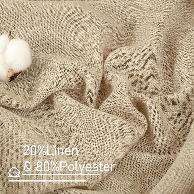 Brown Linen Curtains 90 inch for Bedroom, Soft Thick Light Filtering Boho - Image 2