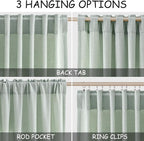 Aqua Green Linen Curtains 52x72 Inch 2 Panels | Semi Sheer Light Filtering - Image 2