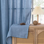 YoungsTex Blue Linen Curtains 68 Inch Length 2 Panels - Image 9
