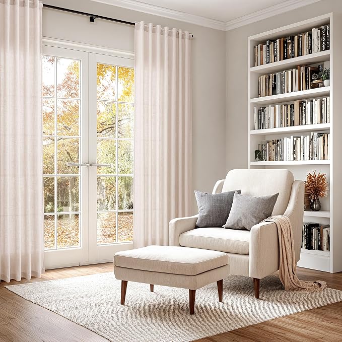 Natural White Linen Curtains 96 Inches Long - Image 6