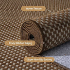 Hallway Runner Rug Long Kitchen Runner Washable Dark Brown 2x8 ft | Boho Woven - Image 5