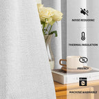 Yakamok White Linen Textured Curtains 72 Inches Long - Image 5