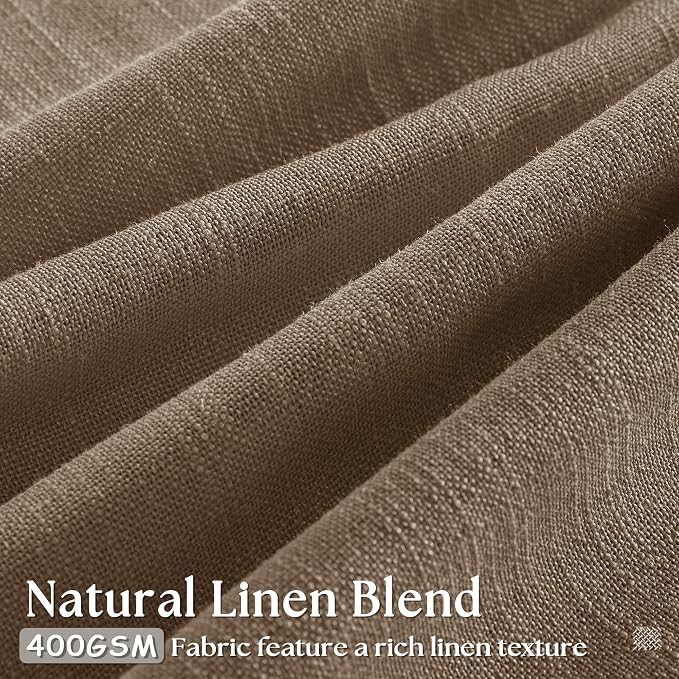 92 Inch Memory Shaped Light Filtering Linen Pleat Brown Window Curtains | Dutch - Image 2