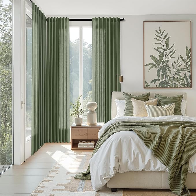 Forest Green Linen Curtains 102 Inches Long - Image 7