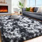 Black White Grey Rugs for Living Room 5x8, Fluffy Vintage Rugs for Kids Room | - Image 3