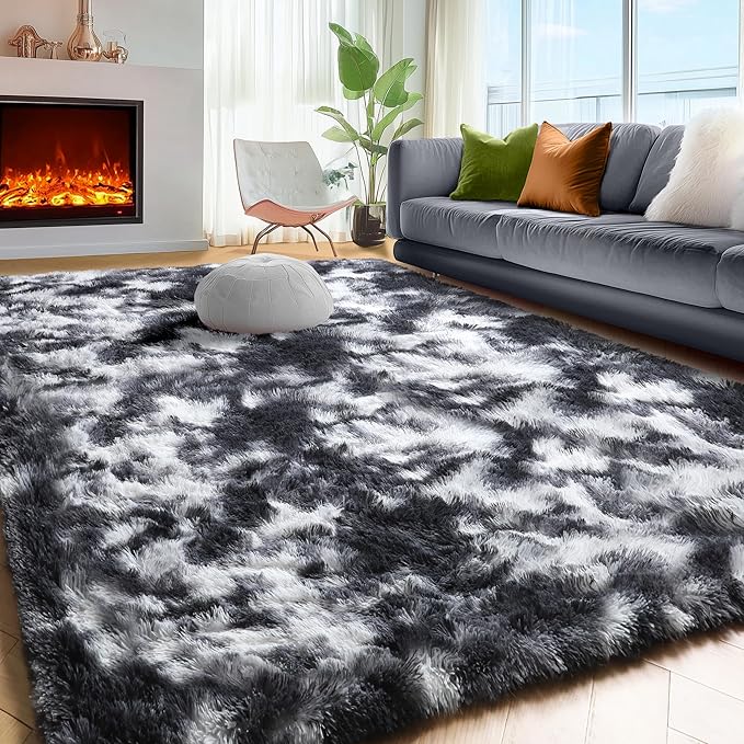 Black White Grey Area Rugs for Living Room Bedroom Aesthetic, 8x10 Rug - Image 5