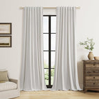 90 Inch Long Natural 100% Blackout Linen Curtains by Guken