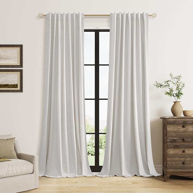108 Inch Long Natural 100% Blackout Curtains by Guken