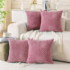 Set of 4 Pink Decorative Throw Pillow Covers 24x24 Inch Corduroy Pillow Covers by Cozoomy