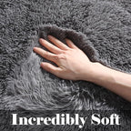 Grey 3x5 Rugs for Bedroom, Fluffy Gray Bedside Area Rug, Ultra Soft Shaggy - Image 2