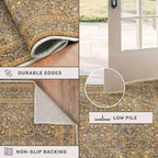 Gold Brown Floral Living Room Rug 5x7 - Image 5