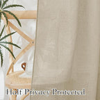 RYB HOME Linen Textured Semi Sheer Curtains Light Filtering Airy Solid Sheer - Image 4