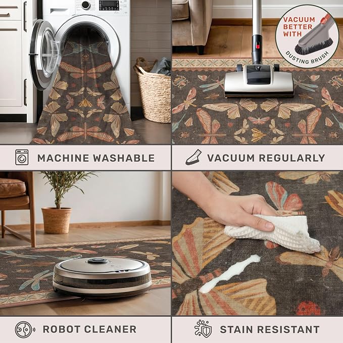 Boho Brown 3x6 Entryway Rug Indoor, Farmhouse Kitchen Area Rug - Image 5