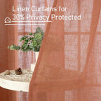 Terracotta Linen Curtains 63 Inch - Image 5