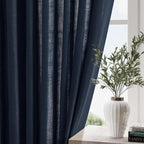Linen Navy Blue Curtains 120 inch Extra Long - Image 5