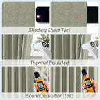 Sage Green 100% Blackout Linen Curtains 95 Inch Length 2 Panels Set - Image 4