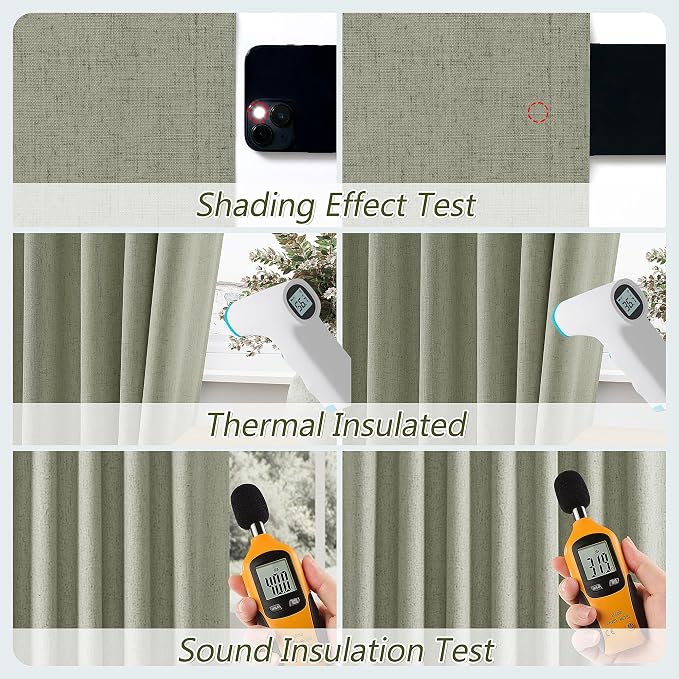 Sage Green 100% Blackout Curtains 96 Inch Length 2 Panels Set - Image 5