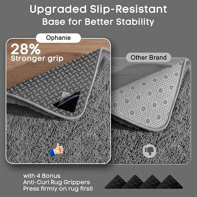 Ophanie Runner Rug for Hallway, 2x5 Upgrade Non-Slip Fluffy Soft Bedside Rugs - Image 4