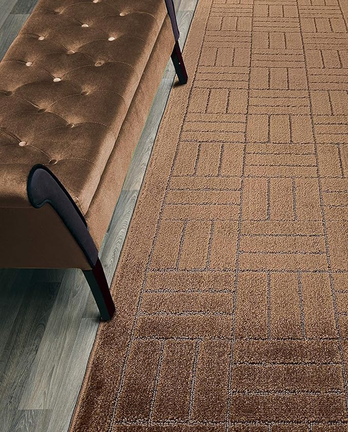 Custom Length Hallway Runner Rug, Slip Resistant, Bricks Brown, 26 Inch X 7 feet by ORFAHOME