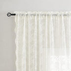 YJ YANJUN Vintage Lace Curtains 63 Inches Length- Elegant Victorian Floral - Image 2