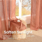 BGment Rust Terracotta Linen Kitchen Window Curtains 40 Inch Length, Short - Image 5
