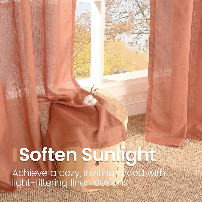 BGment Terracotta Linen Curtains - Image 5