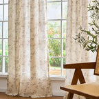 "Lazzzy Farmhouse Polyester blended Curtains Taupe Floral Curtains 96 Inch - Image 7