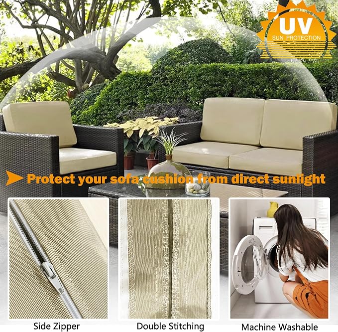 Sqodok Outdoor Cushion Covers 24x24 inch, Wicker Chair - Image 5