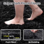 6x9 Fluffy Shag Area Rugs for Living Room Bedroom: Soft Plush Carpet Black | - Image 5