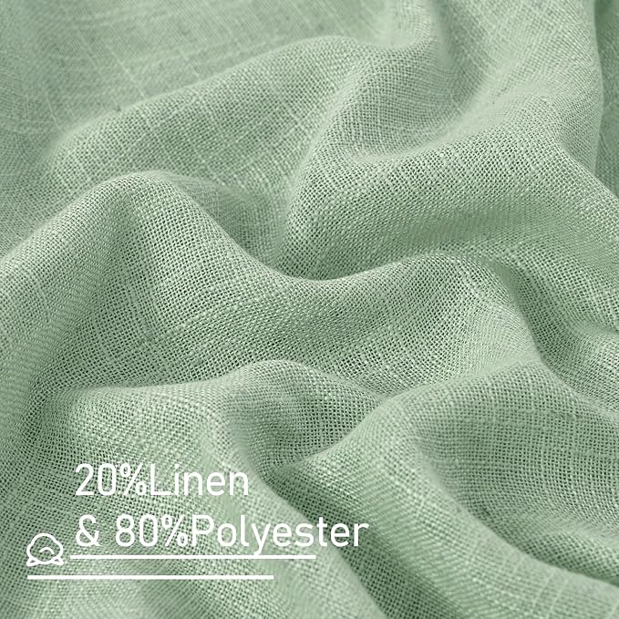Fresh Green Linen Sheer Curtains 45 inch - Image 3