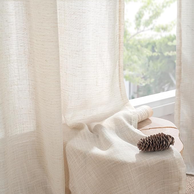 BGment Oatmeal Linen Curtains 48 Inches Long - Image 9