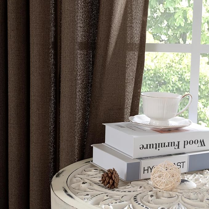 YoungsTex Brown Linen Curtains 45 Inches Length - Image 8