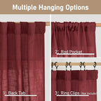 Burgundy Red Linen Curtains 90 Inch - Image 3