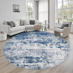 Round Area Rug Living Room: 8 ft Modern Washable Carpet Blue | by FXRHLP