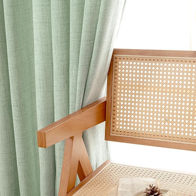 YoungsTex Sage Green Linen Curtains 95 Inch Long - Image 5